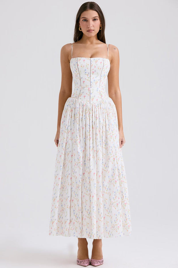 Cielle | Vestido midi floral con corsé