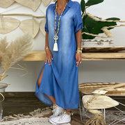 Lea | Vestido largo denim con abertura