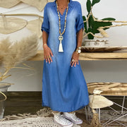 Lea | Vestido largo denim con abertura