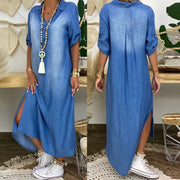 Lea | Vestido largo denim con abertura