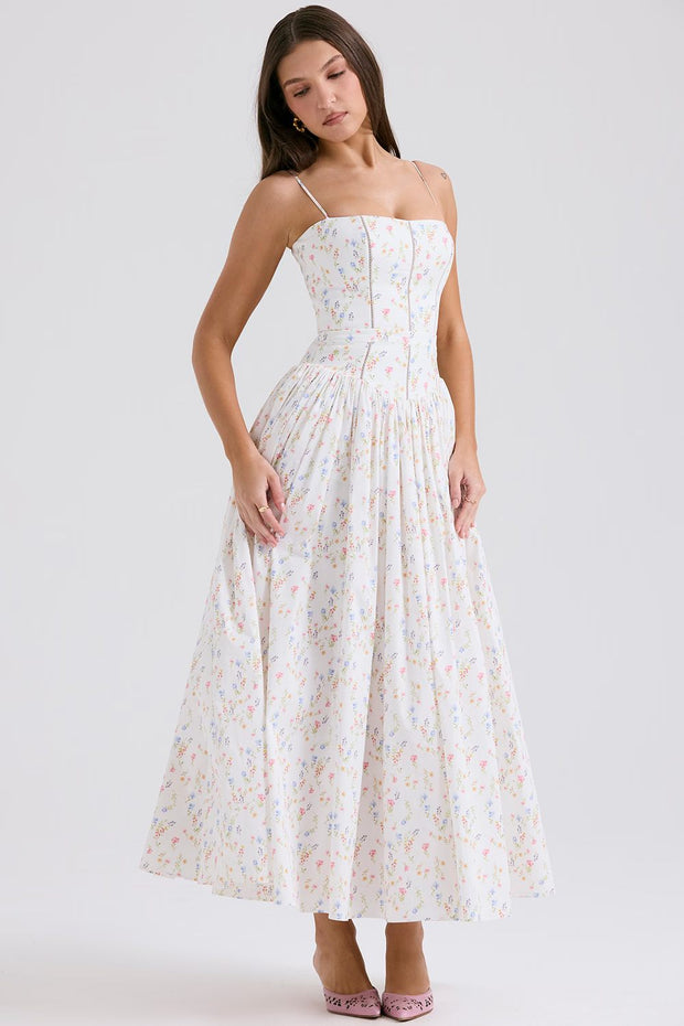 Cielle | Vestido midi floral con corsé
