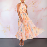 Naomi | Elegante vestido de impresión acuarela