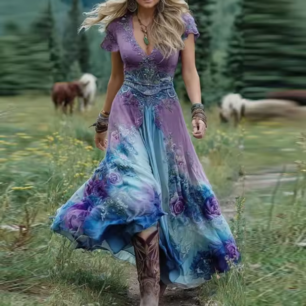 Aurora | Vestido floral fluido y entallado