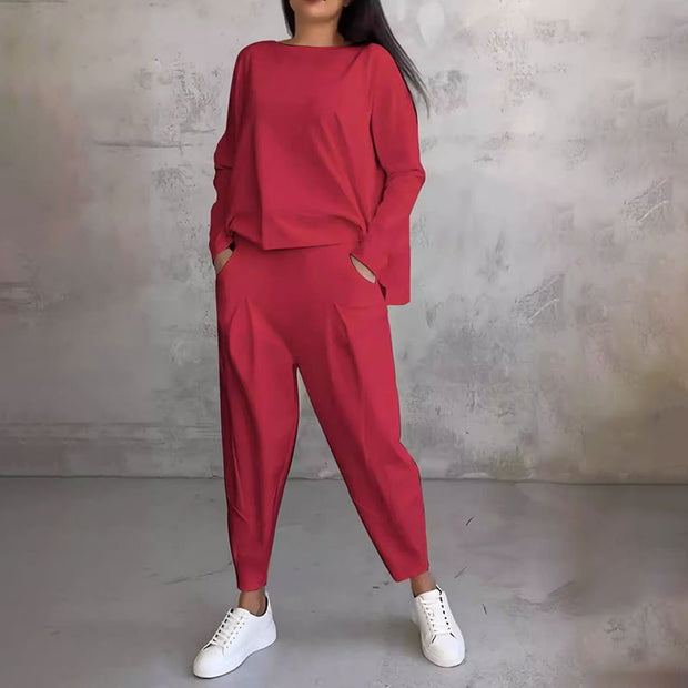Dayda™ | Conjunto de dos piezas con cuello redondo y mangas largas