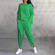 Dayda™ | Conjunto de dos piezas con cuello redondo y mangas largas