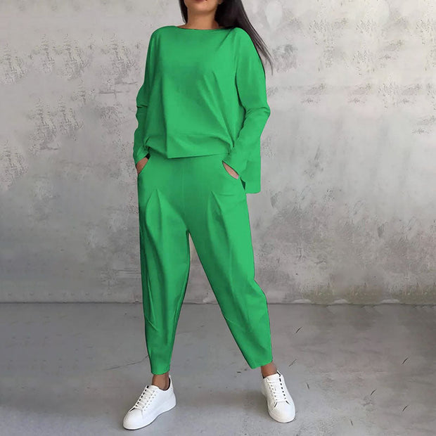 Dayda™ | Conjunto de dos piezas con cuello redondo y mangas largas