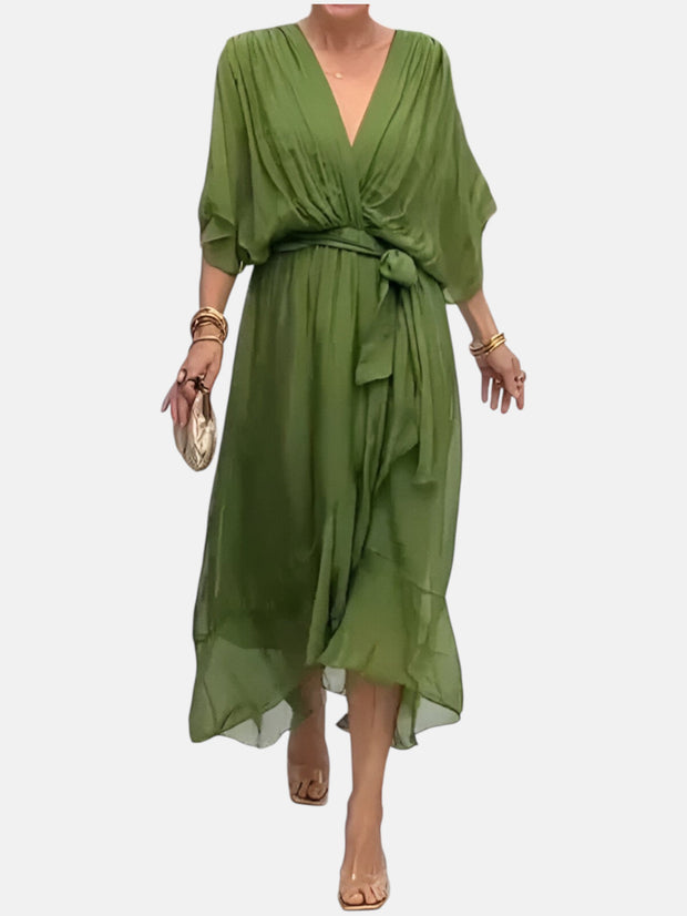 Isabella | vestido midi con cintura de lazo