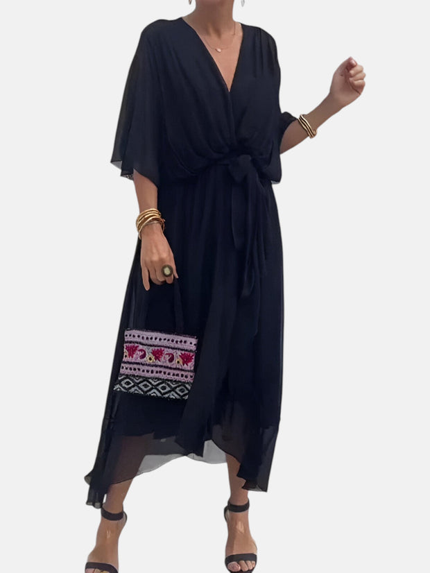 Isabella | vestido midi con cintura de lazo